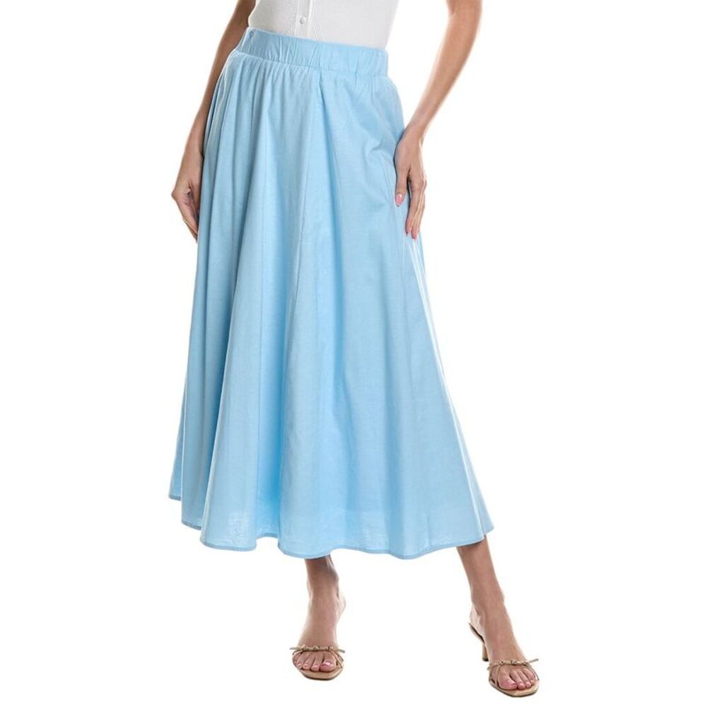 Point Womens  Linen-Blend Panel Skirt, Blue